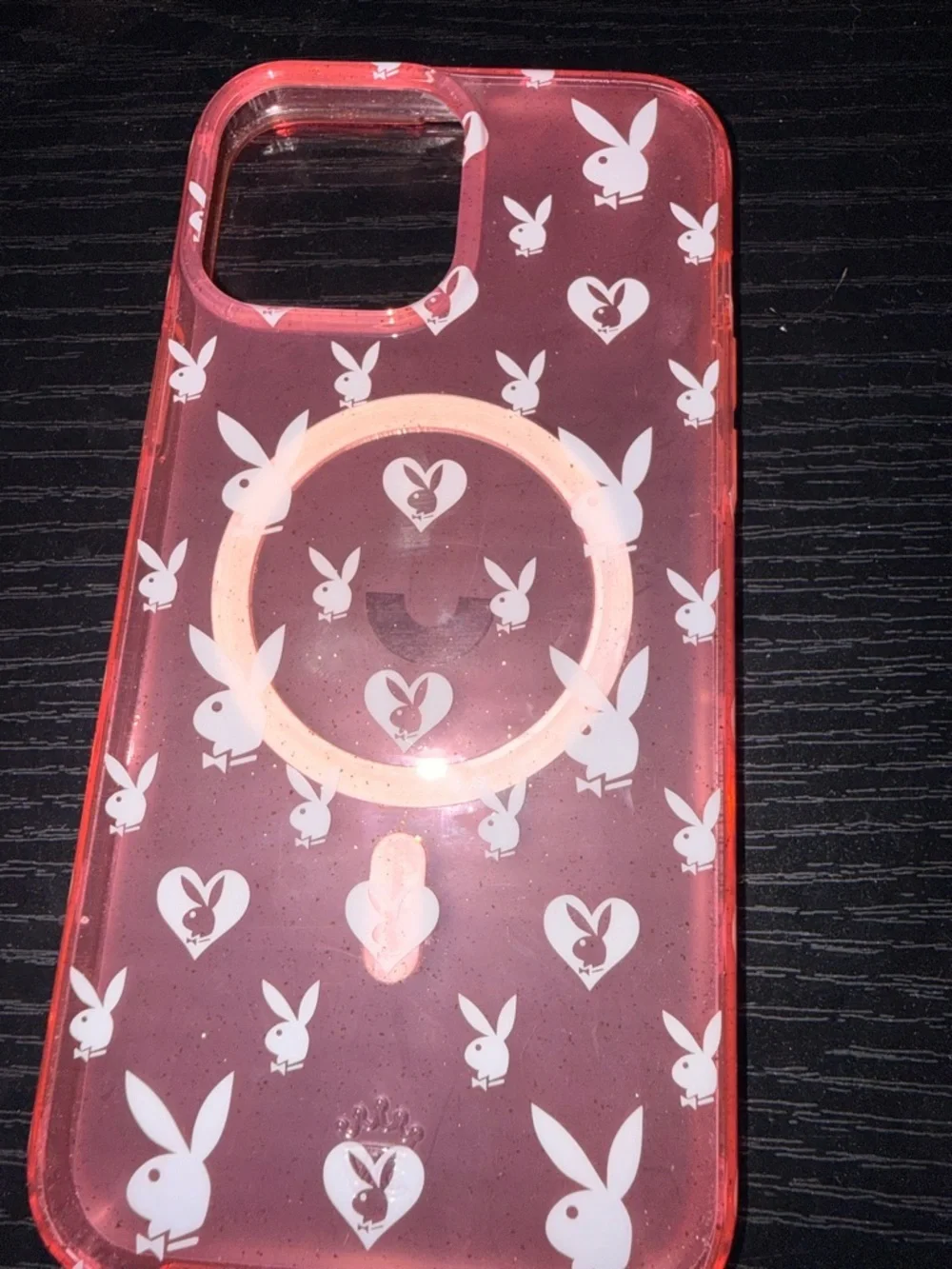 Wildflowers Pink Clear Phone Case with White Bunny Pattern IPhone 13 Max pro